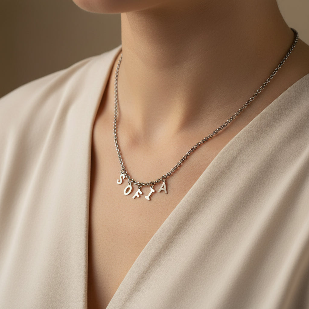 Collana con letterine lucide silver PERSONALIZZABILE a partire da €15,90