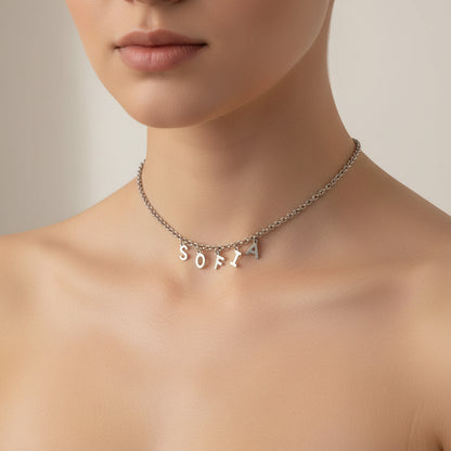 Collana con letterine lucide silver PERSONALIZZABILE a partire da €15,90