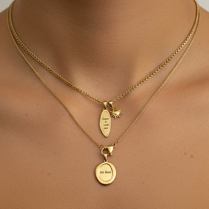 Ciondolo cornice slim gold PERSONALIZZABILE