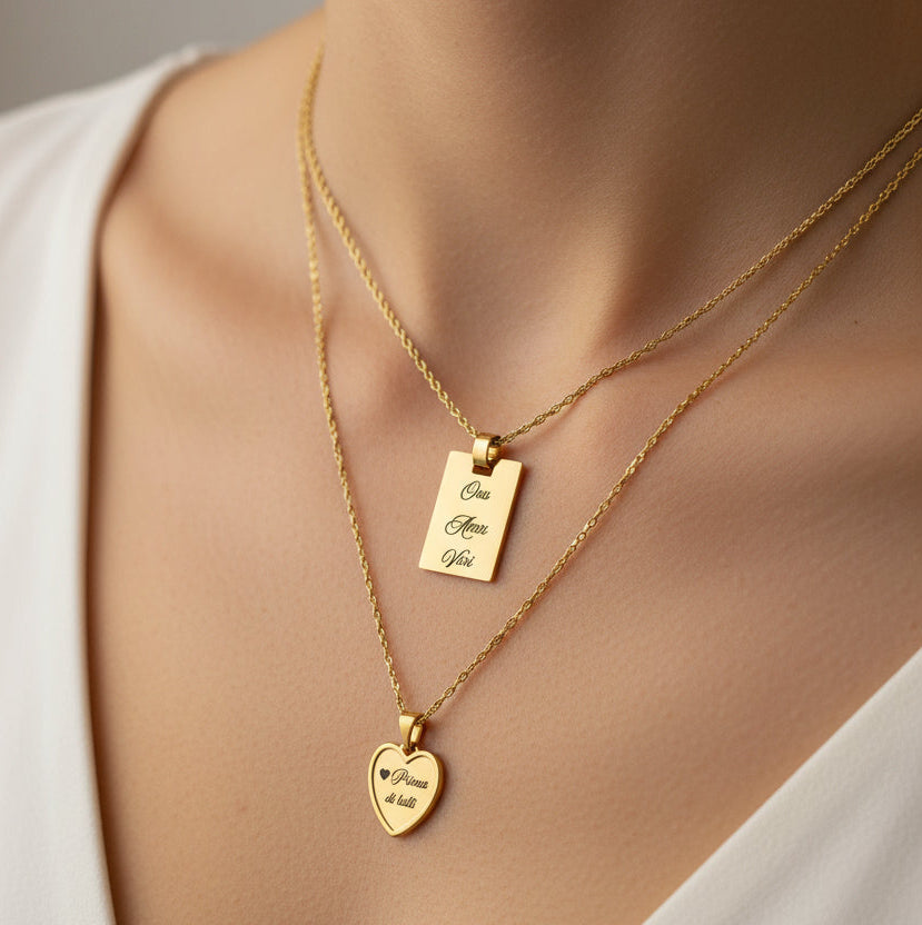 Ciondolo cuore cornice gold PERSONALIZZABILE