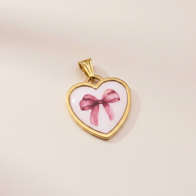 Ciondolo fiocco rosa
