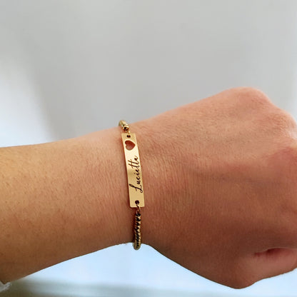Bracciale placchetta con cuore traforato oro PERSONALIZZABILE