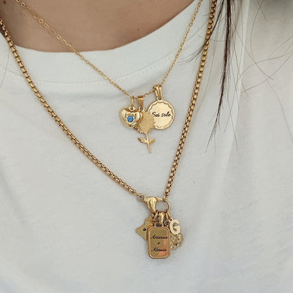 Ciondolo tondo soleil gold PERSONALIZZABILE