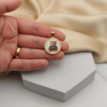 Ciondolo tigro amour incisione retro PERSONALIZZABILE