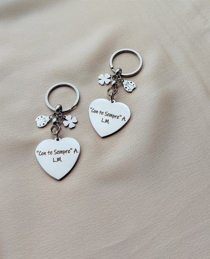 Portachiavi cuore  due charms