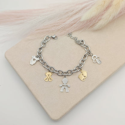 Bracciale bebè silver charms bicolor