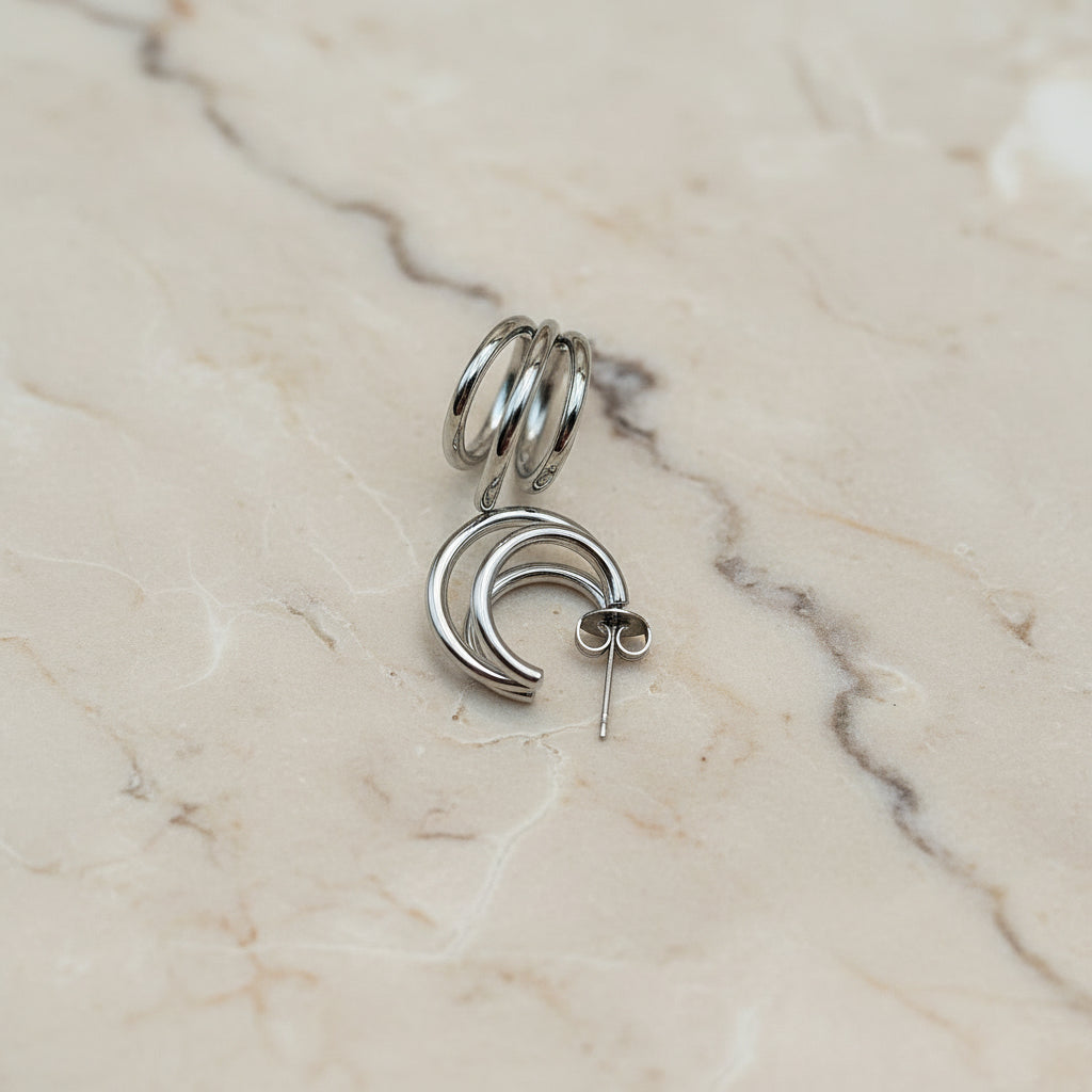 Orecchini cerchietto tris silver