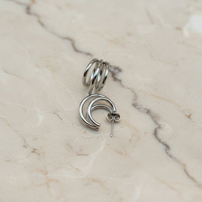 Orecchini cerchietto tris silver