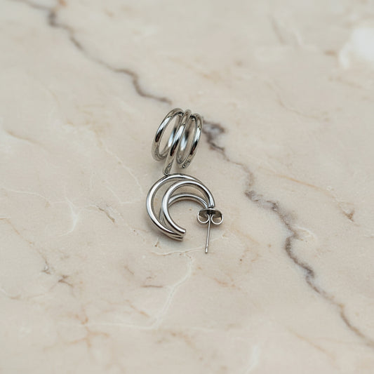 Orecchini cerchietto tris silver