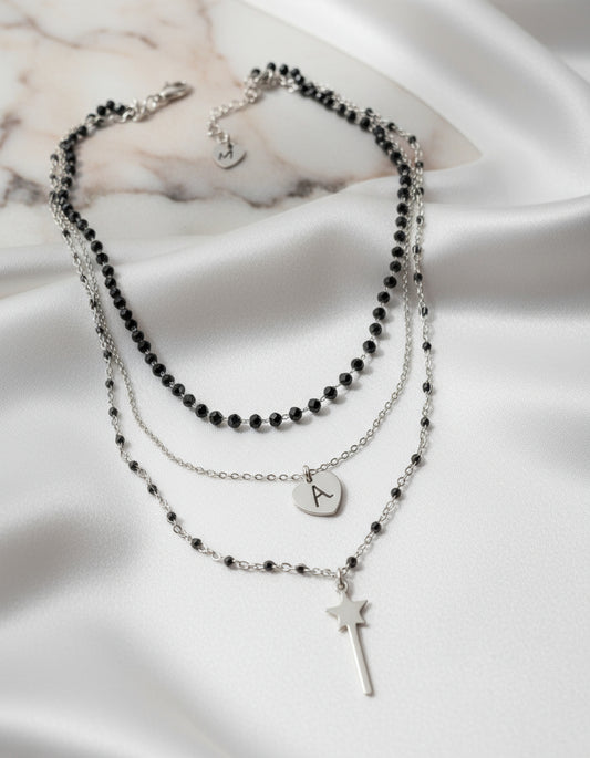 Collana tre fili cuore inciso PERSONALIZZABILE