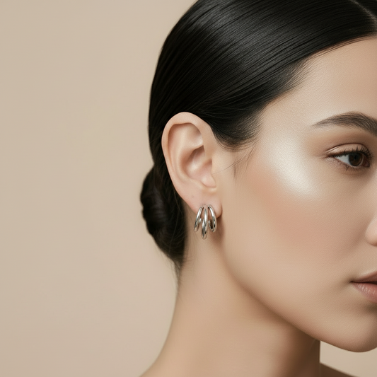 Orecchini cerchietto tris silver