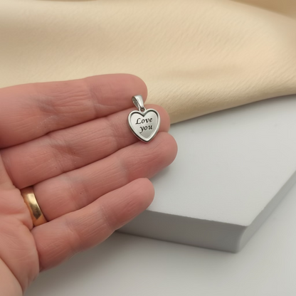 Ciondolo cuore cornice mini silver PERSONALIZZABILE