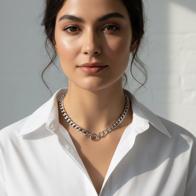 Collana grumetta  bold silver