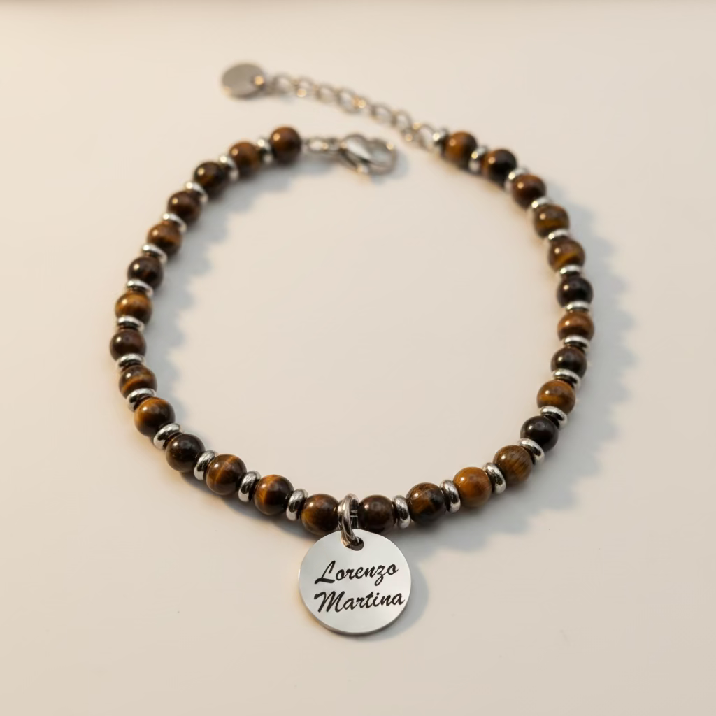 Bracciale pietre marroni PERSONALIZZABILE