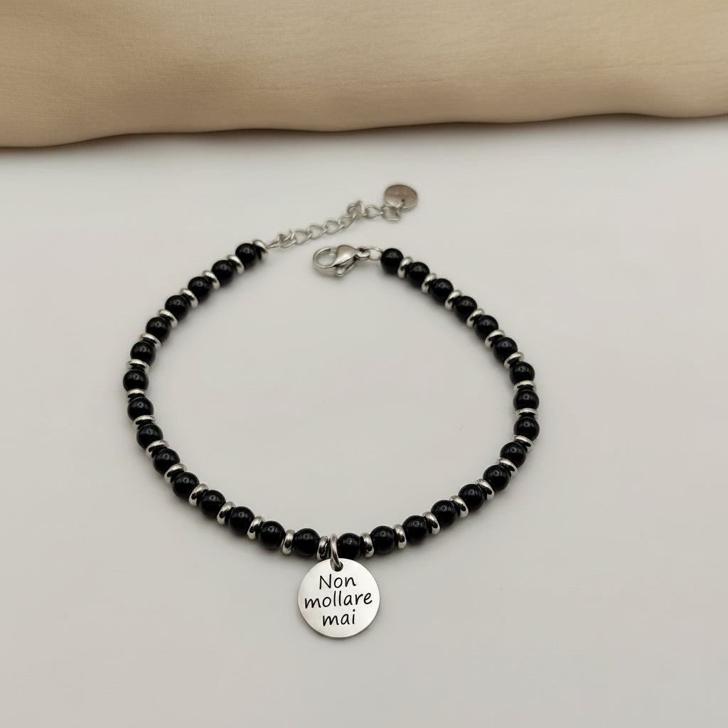 Bracciale pietre nere PERSONALIZZABILE