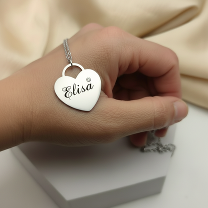 Collana cuore punto luce silver PERSONALIZZABILE