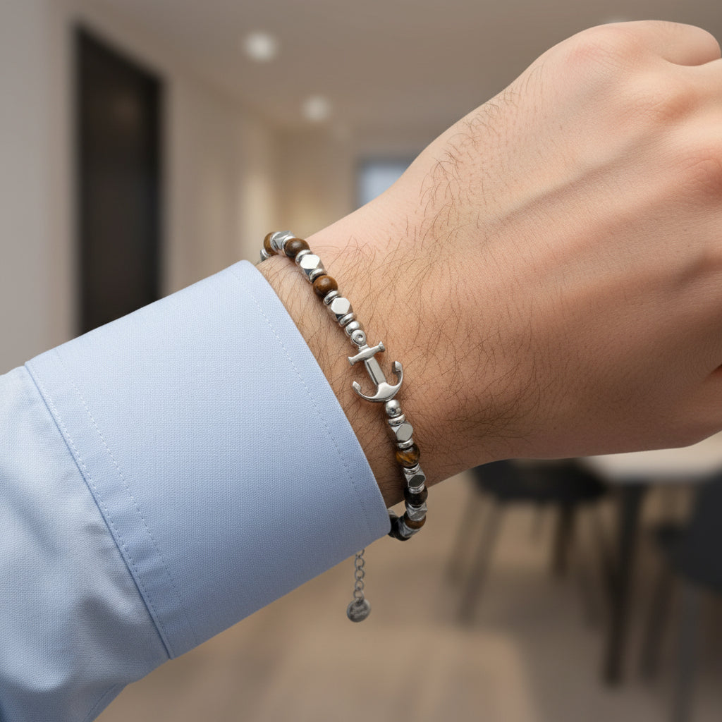Bracciale ancora marrone