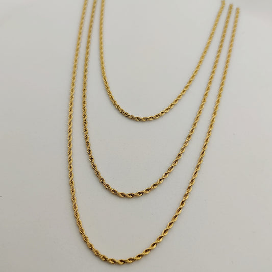 Collana tre fili torcion oro