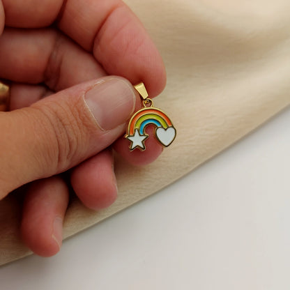 Ciondolo arcobaleno stella e cuore