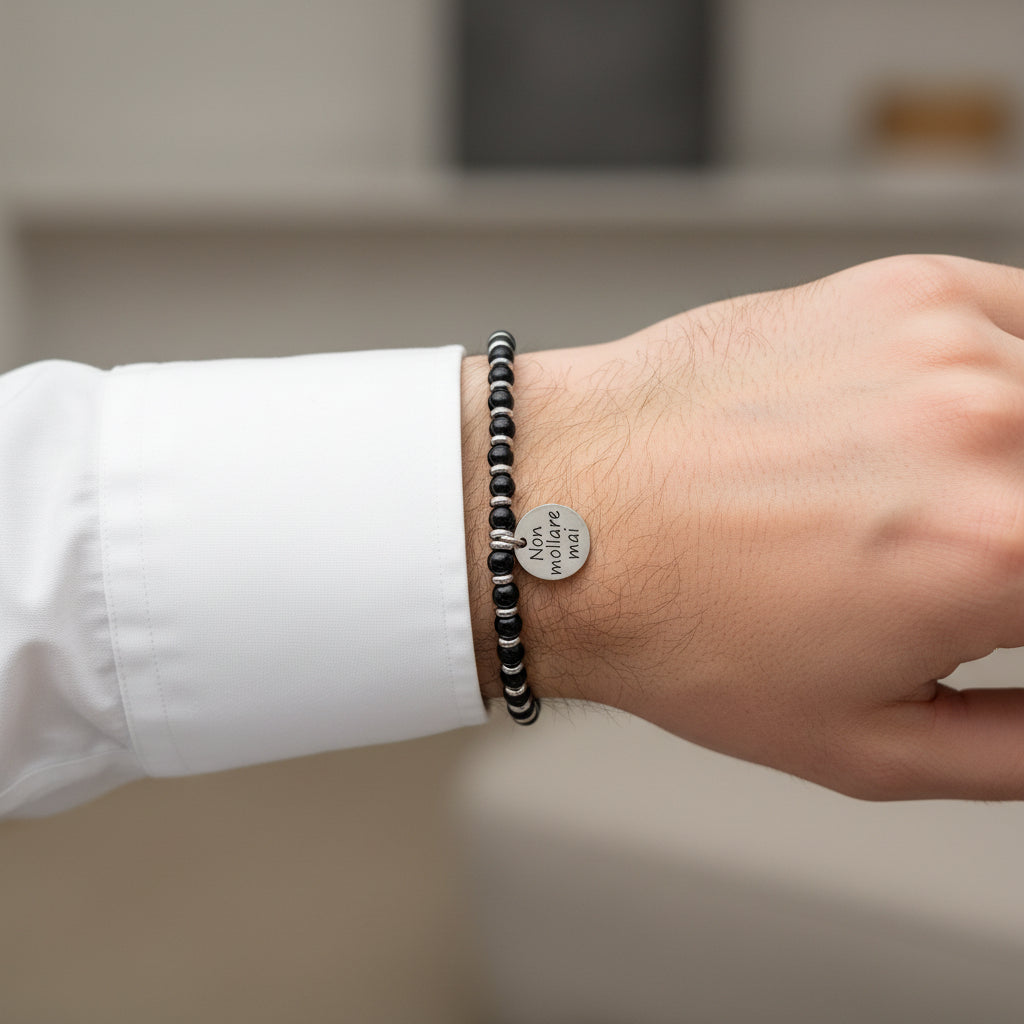 Bracciale pietre nere PERSONALIZZABILE