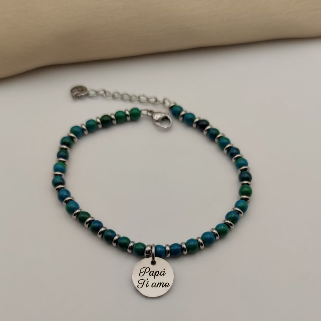 Bracciale pietre verde ottanio sfumato