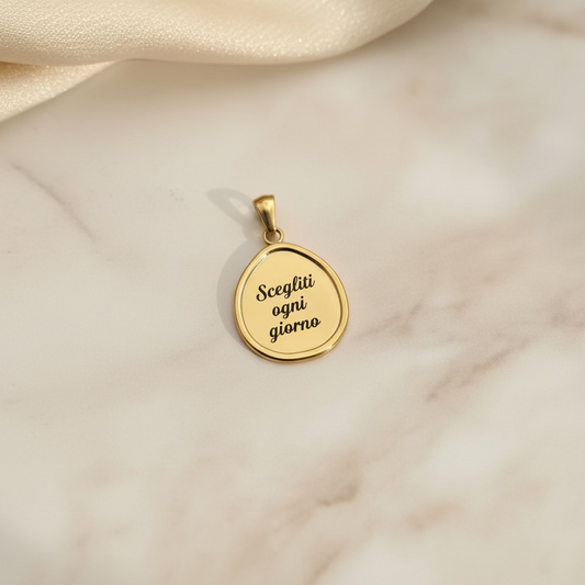 Ciondolo cornice goccia gold PERSONALIZZABILE
