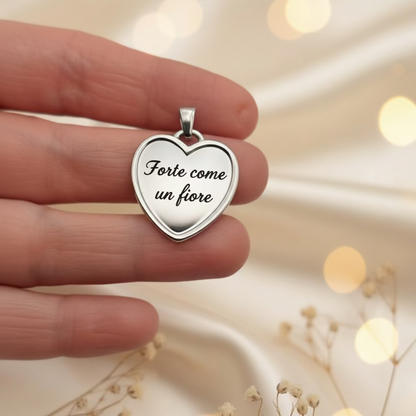 Ciondolo cuore cornice big silver PERSONALIZZABILE