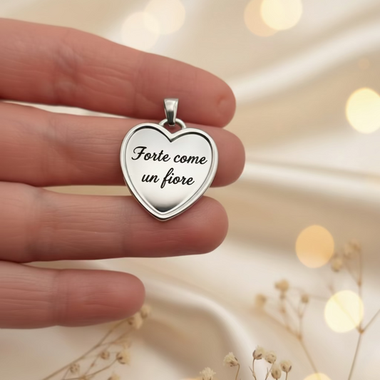 Ciondolo cuore cornice big silver PERSONALIZZABILE