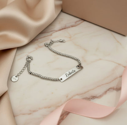 Bracciale placchetta con cuore traforato silver PERSONALIZZABILE