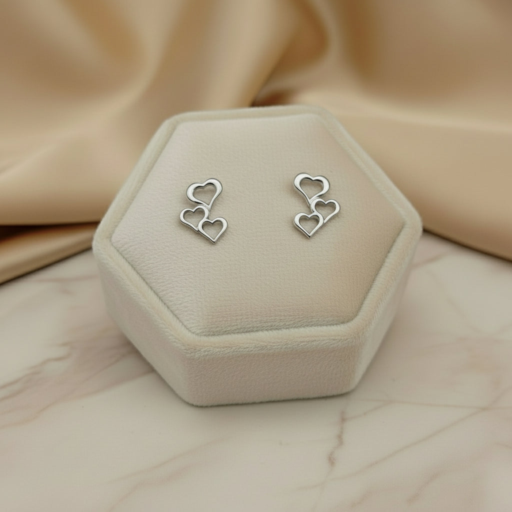 Orecchini tris di cuori silver