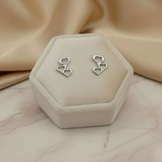 Orecchini tris di cuori silver