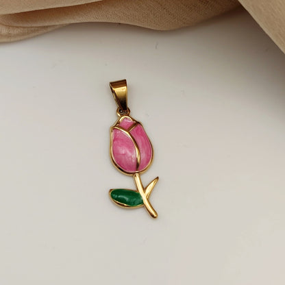 Ciondolo tulipano rosa chic pearl