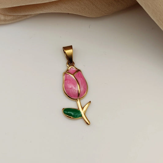 Ciondolo tulipano rosa chic pearl