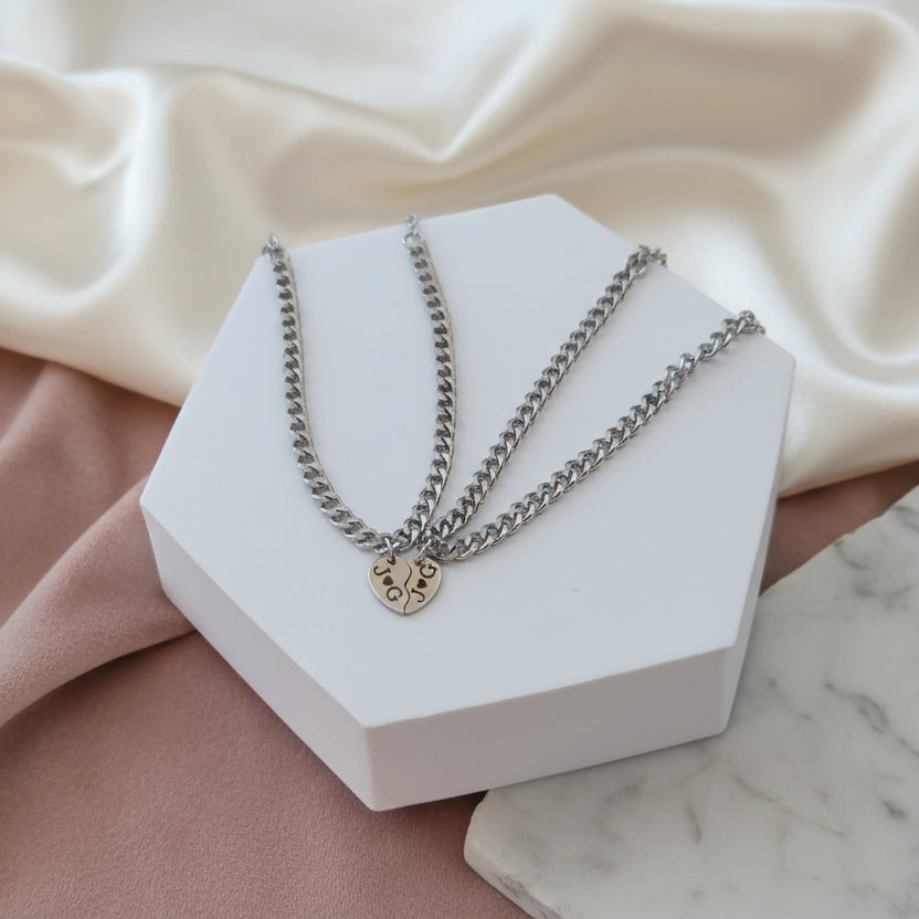 Coppia bracciale grumetta cuore spezzato PERSONALIZZABILE