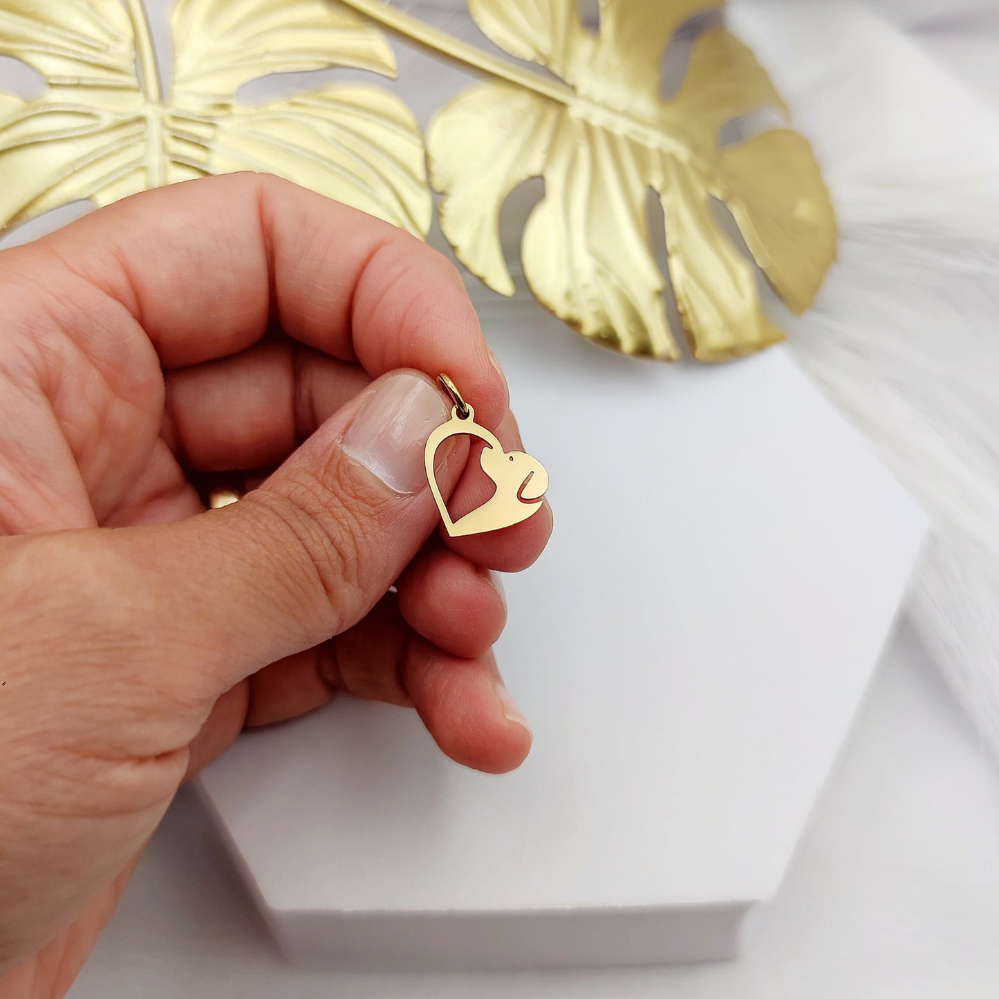 Charms cuore cagnolino gold