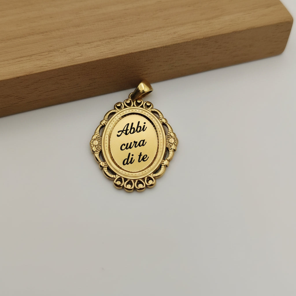 Ciondolo cornice elisir gold PERSONALIZZABILE