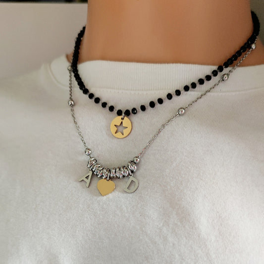 Collana unica 2 fili 4 charms PERSONALIZZABILE