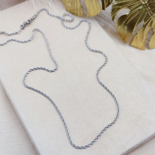 Collana basic torcion silver 59 cm