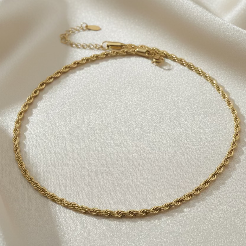 Collana torcion 4mm, lunghezza 45 cm gold