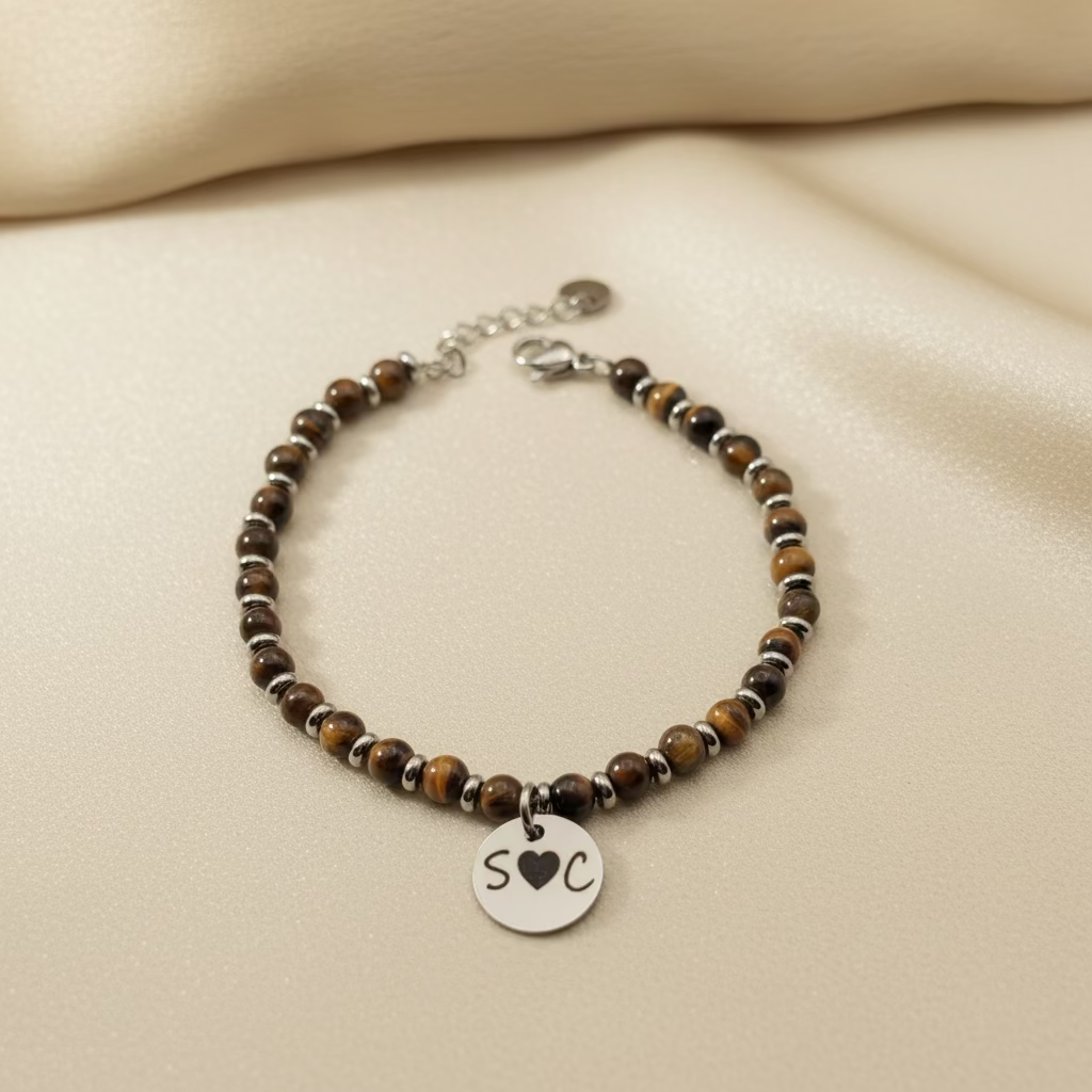 Bracciale pietre marroni PERSONALIZZABILE