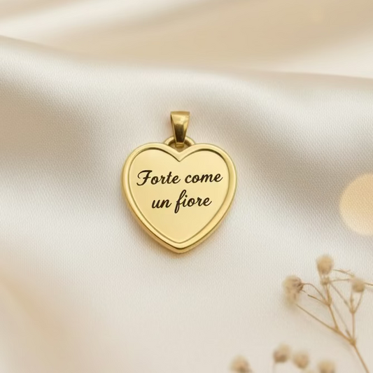 Ciondolo cuore cornice big gold PERSONALIZZABILE