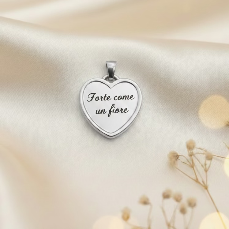 Ciondolo cuore cornice big silver PERSONALIZZABILE