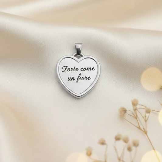 Ciondolo cuore cornice big silver PERSONALIZZABILE