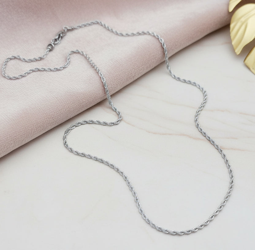 Collana basic torcion 2mm, lunghezza 50 cm silver
