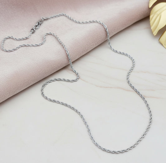 Collana basic torcion 2mm, lunghezza 50 cm silver
