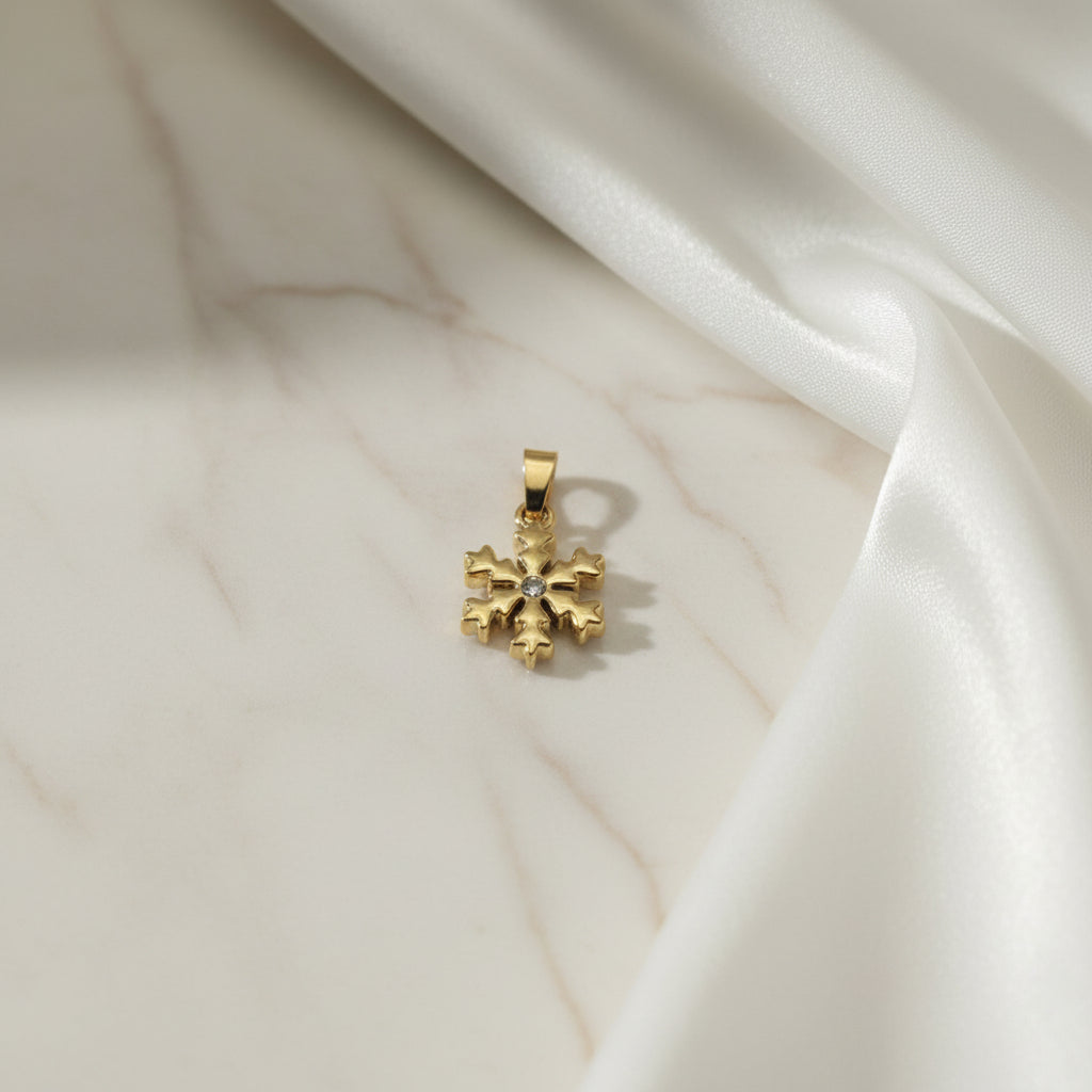 Ciondolo fiocco di neve acciaio argento