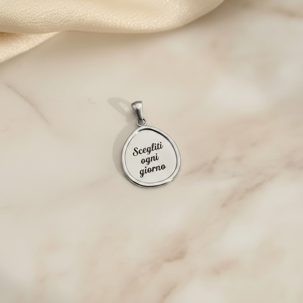 Ciondolo cornice goccia silver PERSONALIZZABILE