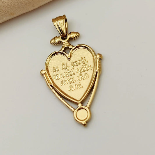Ciondolo cuore  intarsiato se ti perdi cercati nelle cose che ami