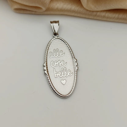 Ciondolo ovale intarsiato alle cose belle silver