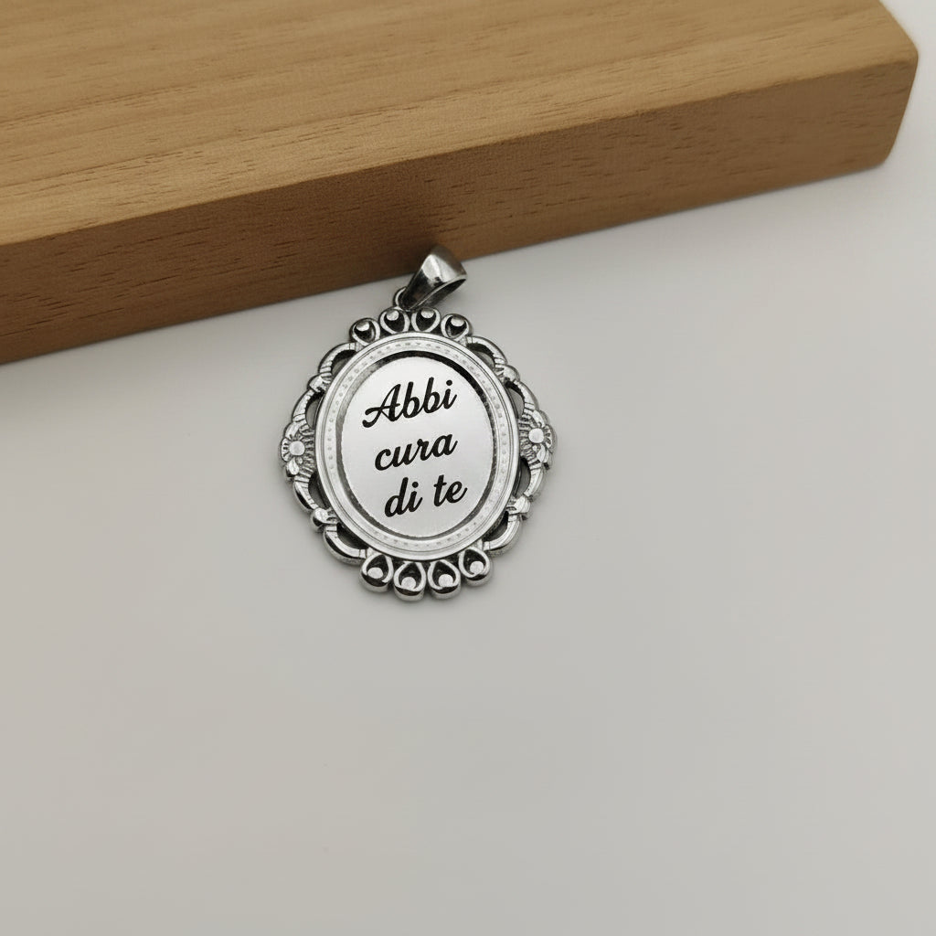 Ciondolo cornice elisir silverPERSONALIZZABILE